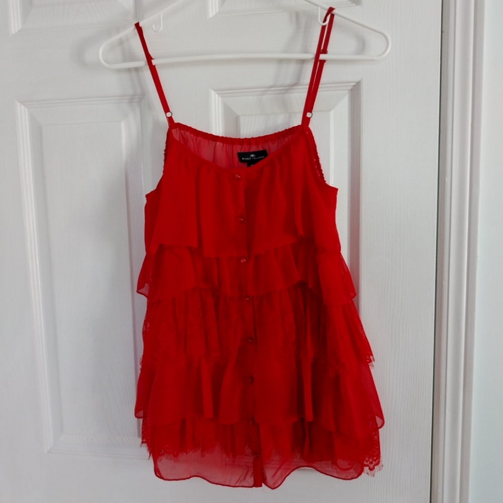 🎈♨️Vibrant Red Ruffled Camisole